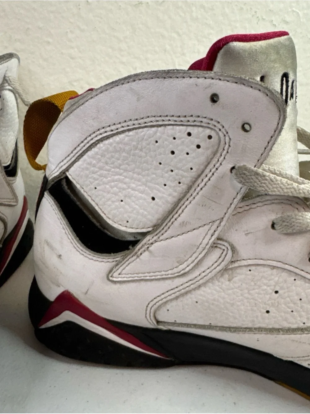 Jordan Men’s White with Red and Gold High-Top Athletic Sneakers